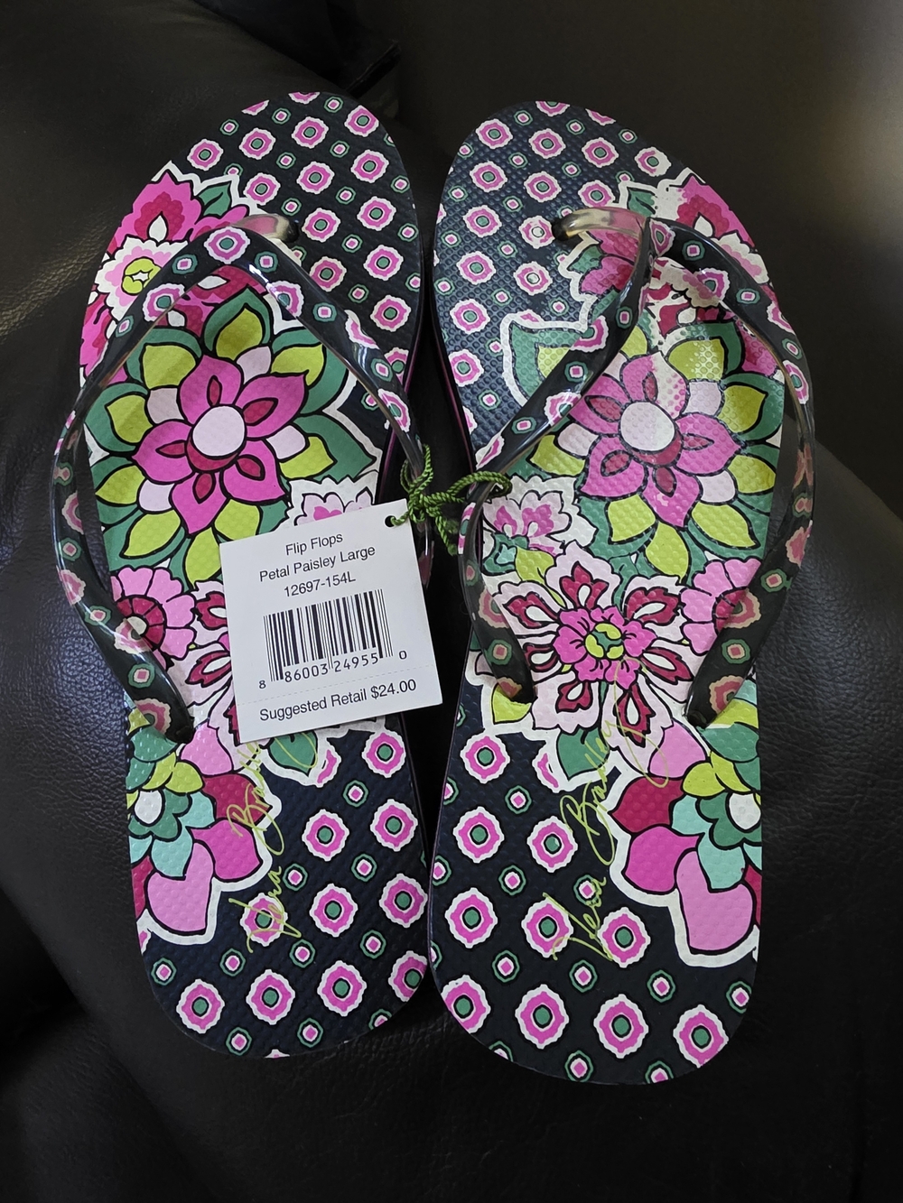 Vera Bradley Floral Flip Flops in Pink & Green